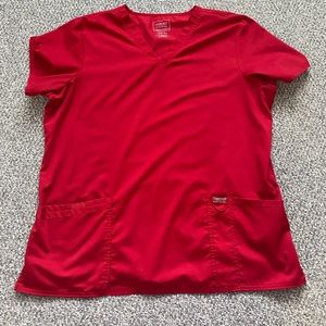 Red scrub top